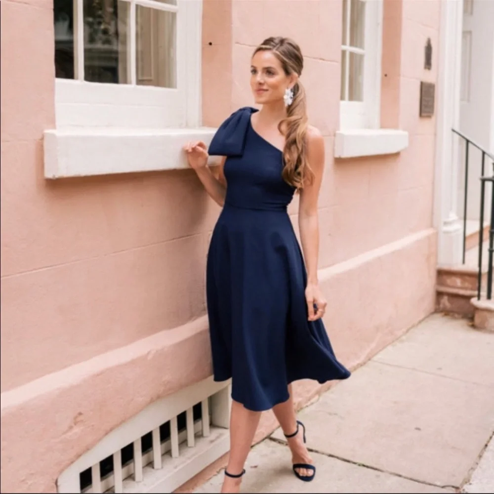 Gal Meets Glam Royal Blue One Shoulder Bow Dress - Picture 2 of 11